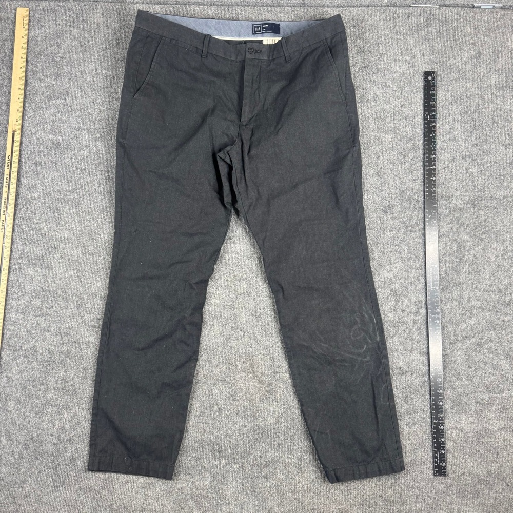Gap Pants Mens Size 38x32 Dark Gray Slim Fit Casual Chino Textured Cotton Blend